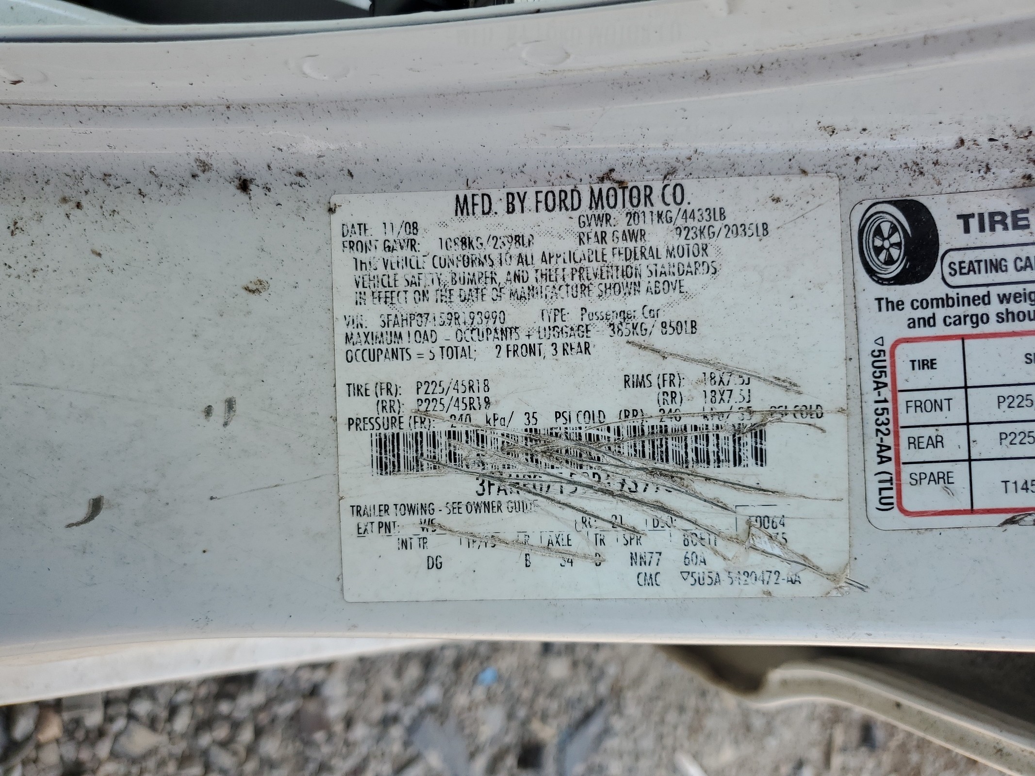 3FAHP07159R193990 2009 Ford Fusion Se