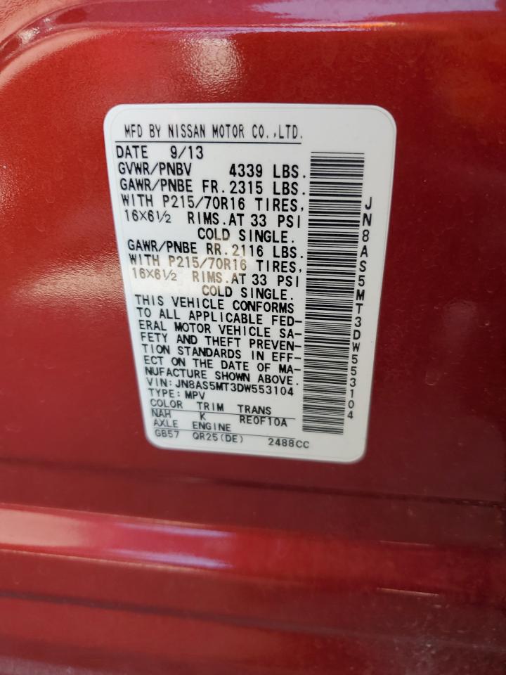 JN8AS5MT3DW553104 2013 Nissan Rogue S