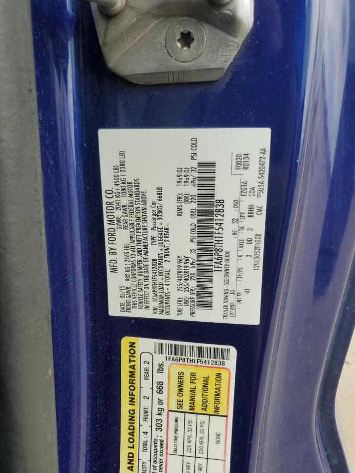 2015 Ford Mustang VIN: 1FA6P8TH1F5412838 Lot: 63495104