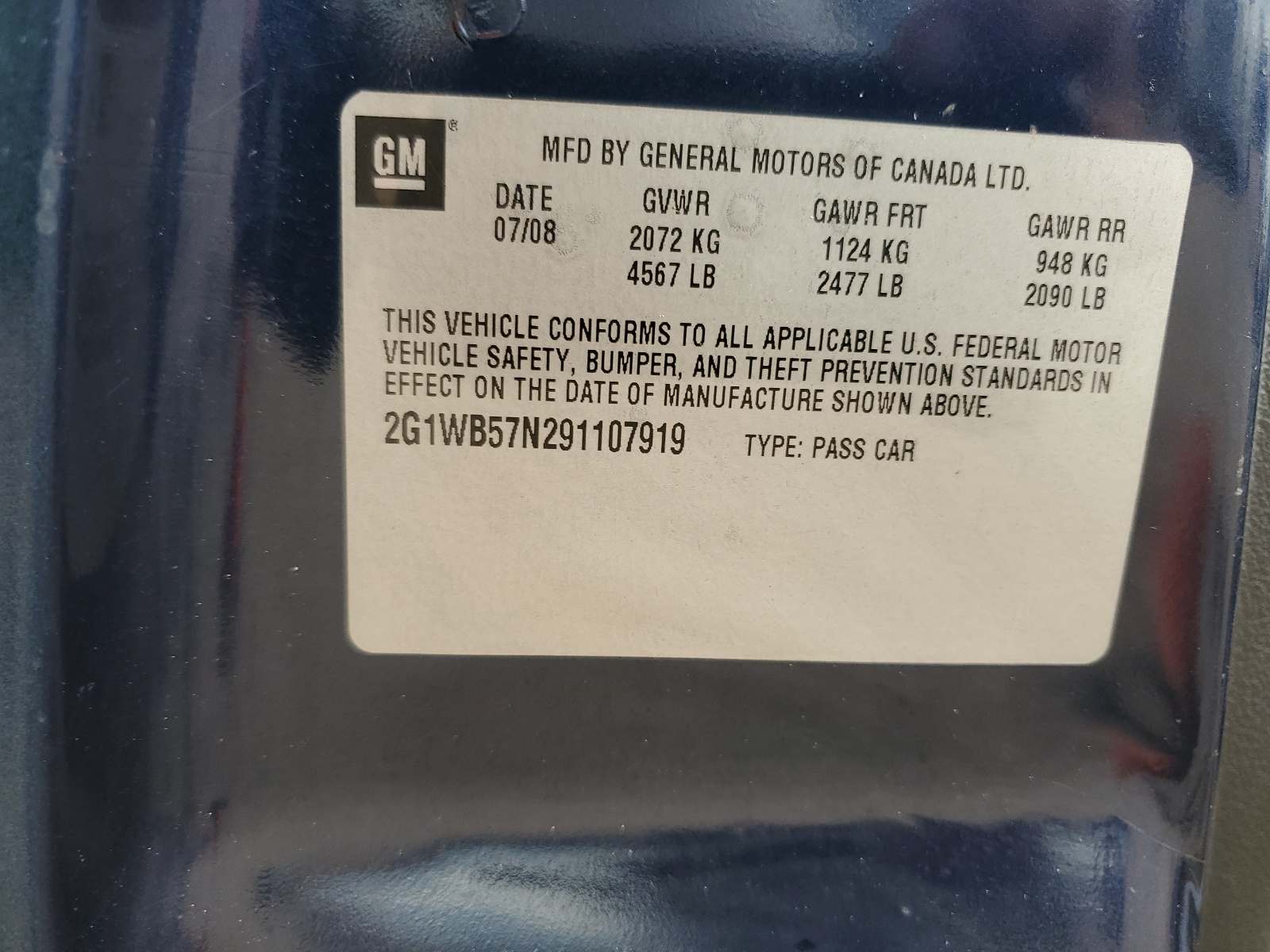 2G1WB57N291107919 2009 Chevrolet Impala Ls