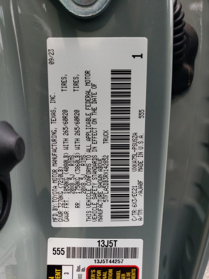 2024 Toyota Tundra Crewmax Sr VIN: 5TFLA5DB3RX142852 Lot: 64391144