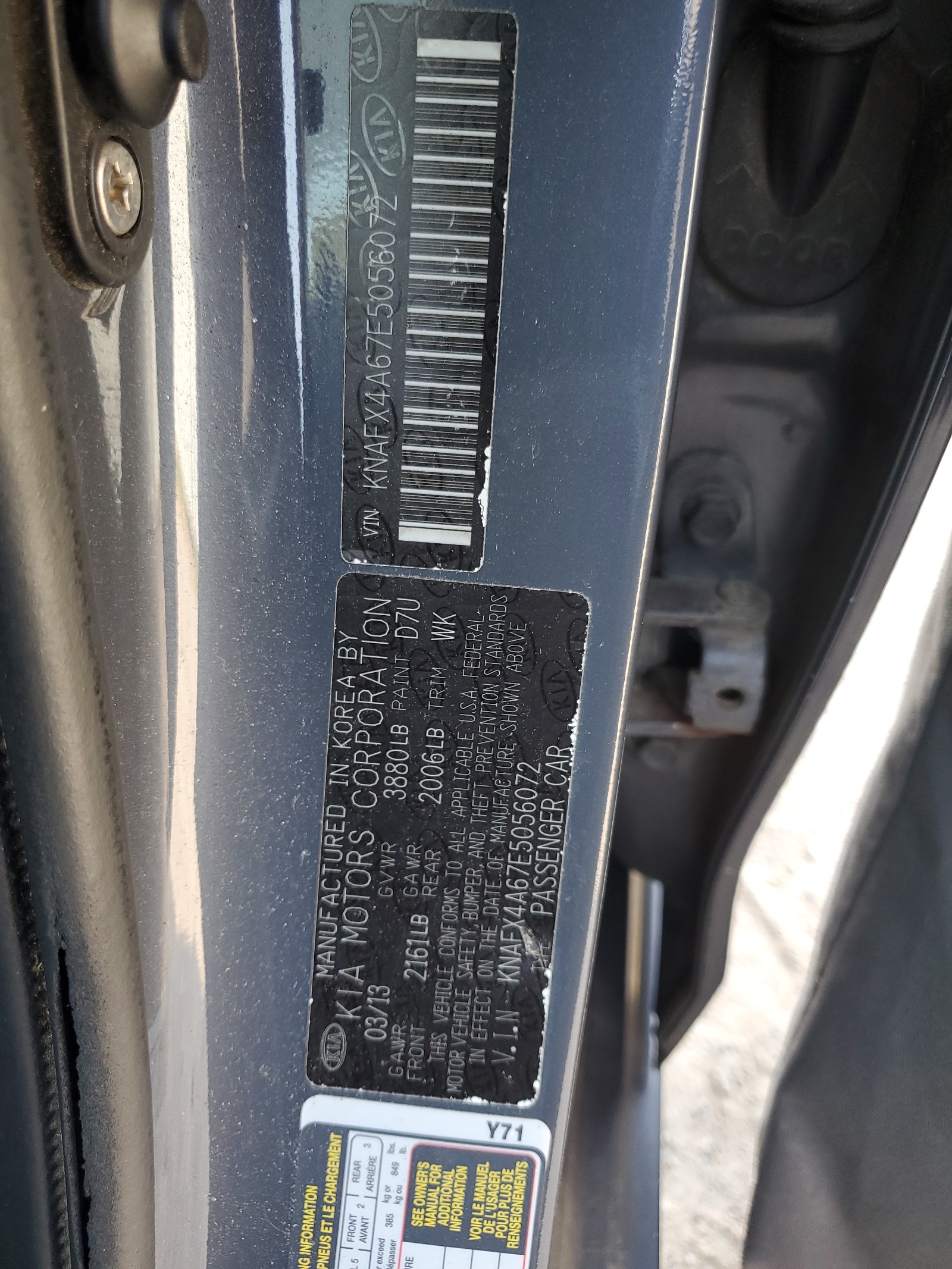 KNAFX4A67E5056072 2014 Kia Forte Lx