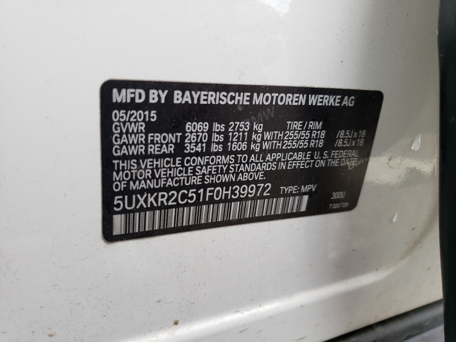 5UXKR2C51F0H39972 2015 BMW X5 Sdrive35I