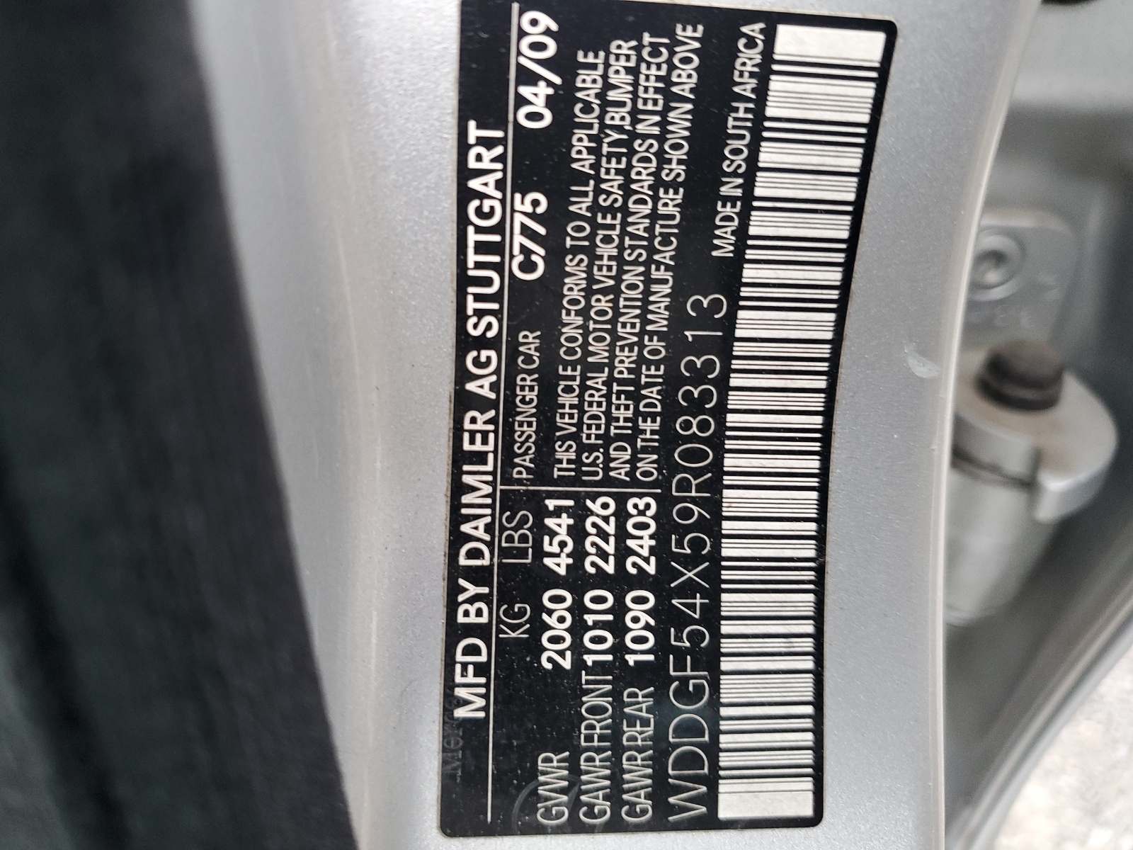 WDDGF54X59R083313 2009 Mercedes-Benz C 300