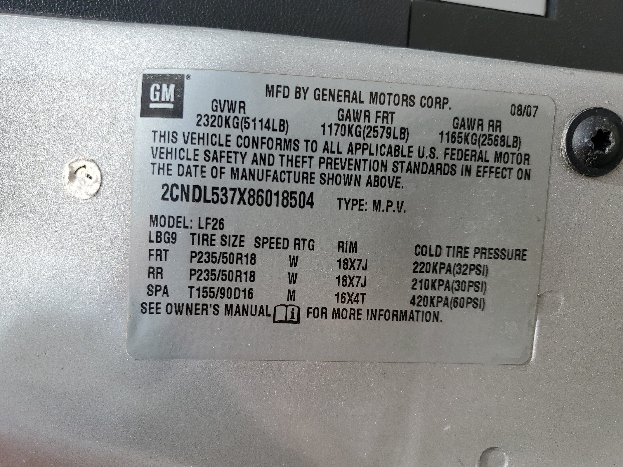 2CNDL537X86018504 2008 Chevrolet Equinox Sport