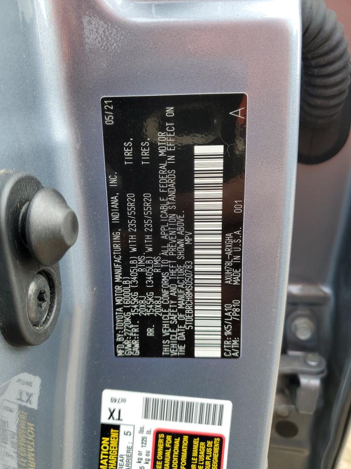 5TDEBRCH8MS050783 2021 Toyota Highlander Hybrid Platinum