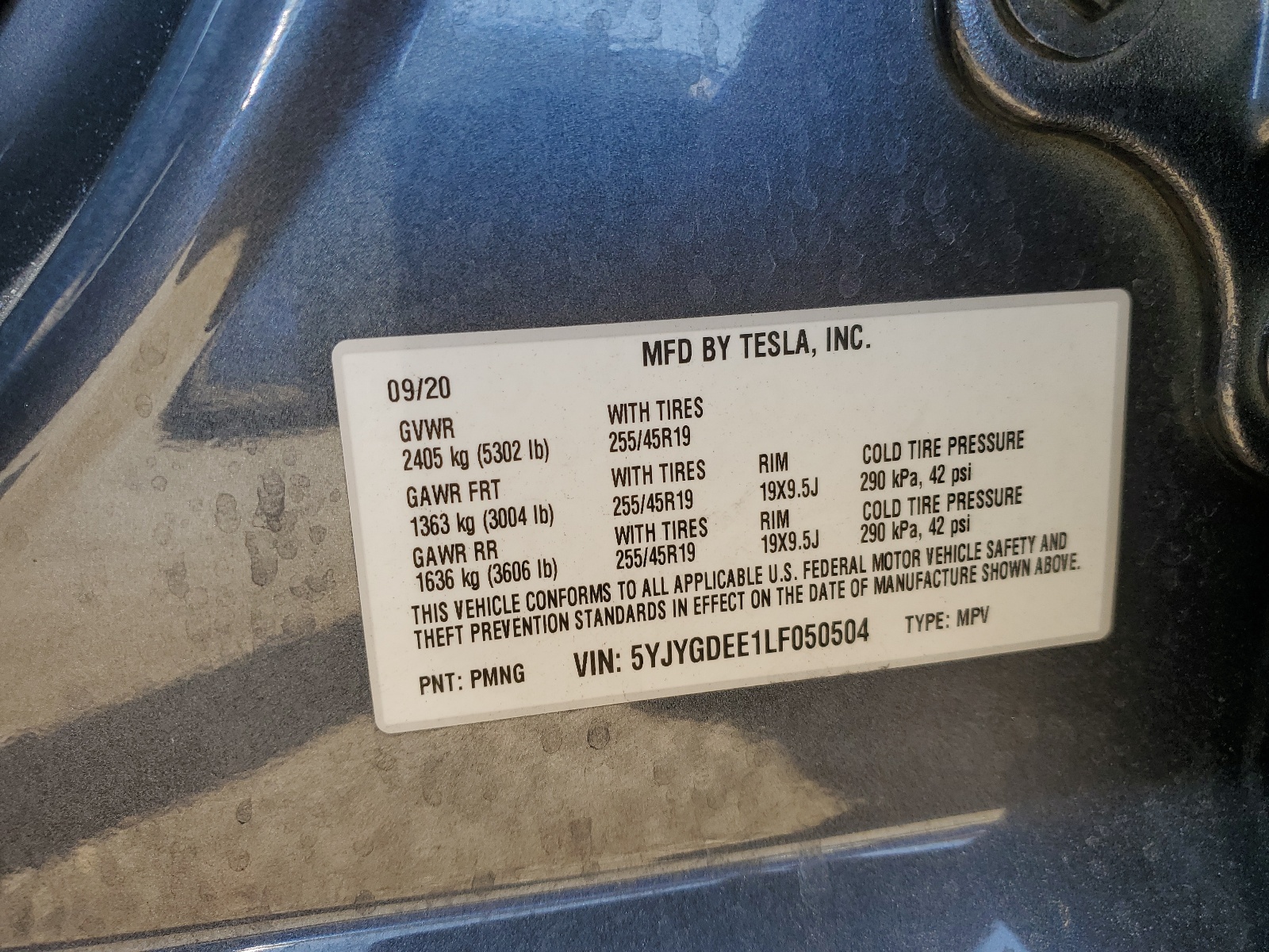 5YJYGDEE1LF050504 2020 Tesla Model Y