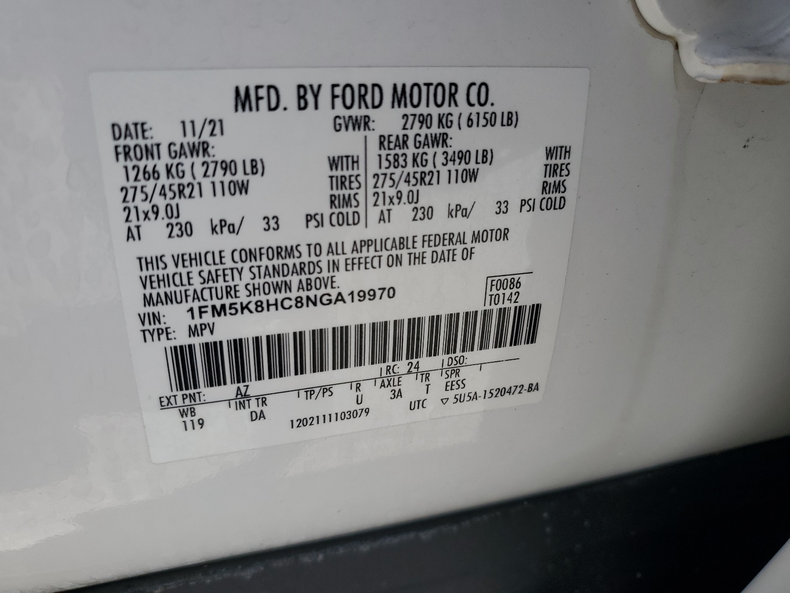 1FM5K8HC8NGA19970 2022 Ford Explorer Platinum