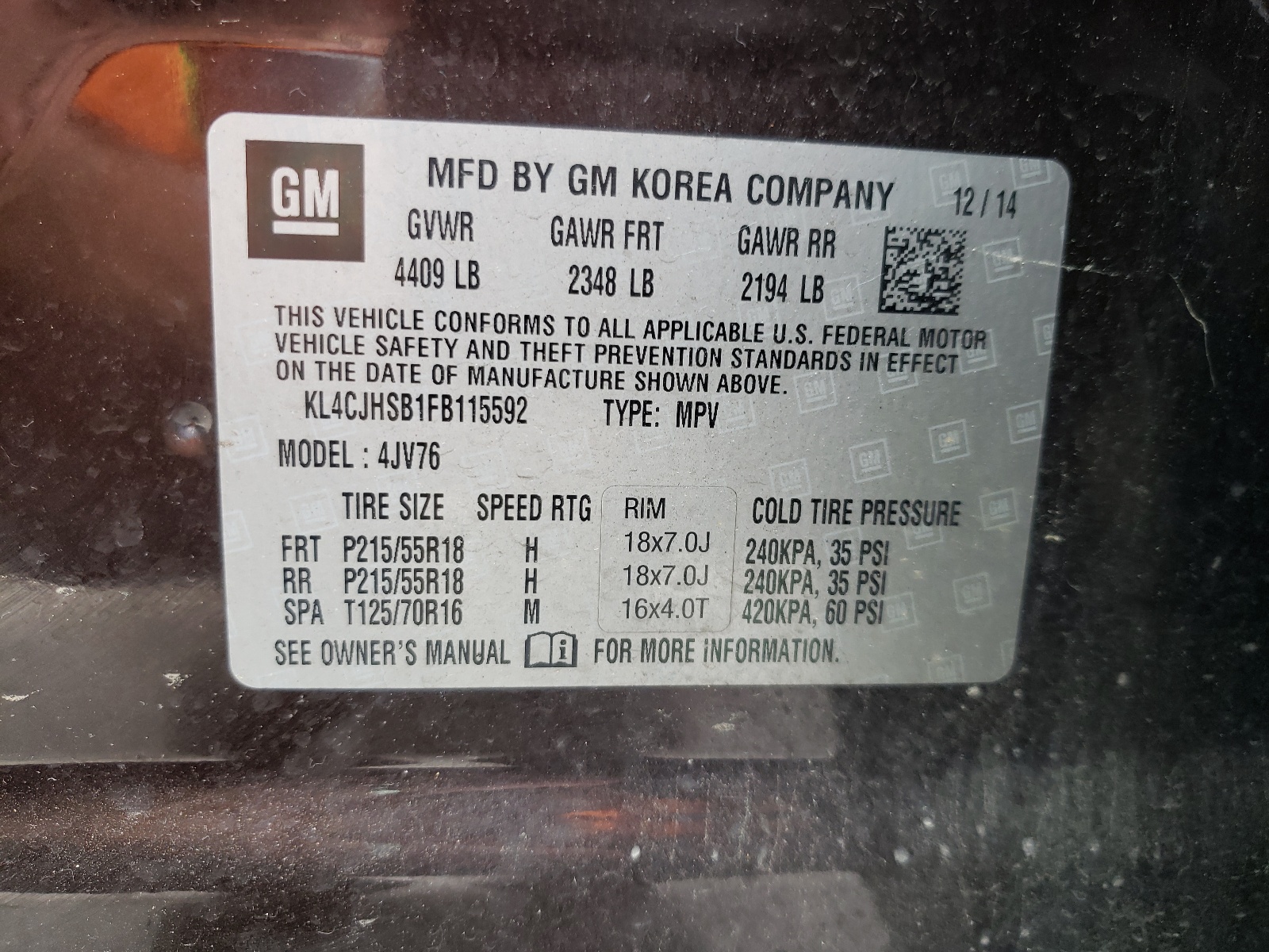 KL4CJHSB1FB115592 2015 Buick Encore Premium