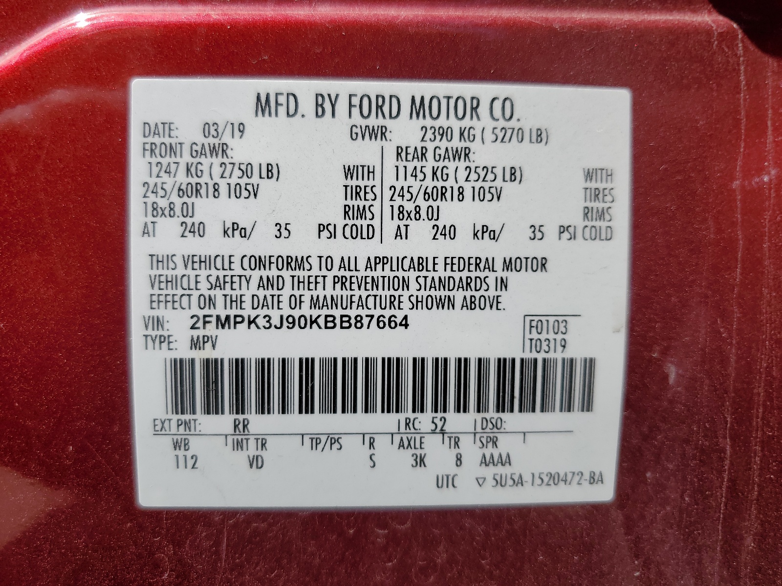 2FMPK3J90KBB87664 2019 Ford Edge Sel