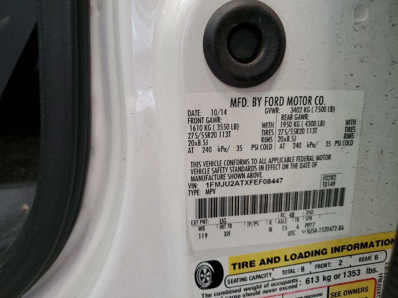 2015 Ford Expedition Limited VIN: 1FMJU2ATXFEF08447 Lot: 63518834