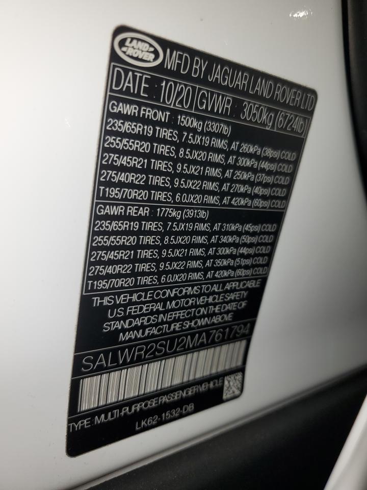 2021 Land Rover Range Rover Sport Hse Silver Edition VIN: SALWR2SU2MA761794 Lot: 62883184