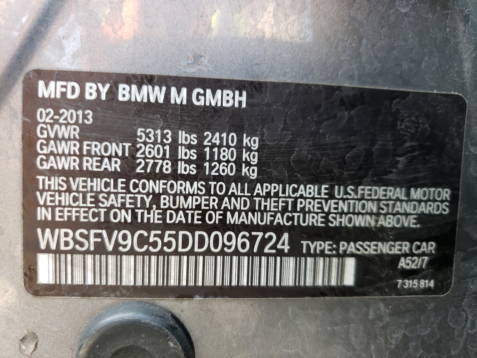 WBSFV9C55DD096724 2013 BMW M5