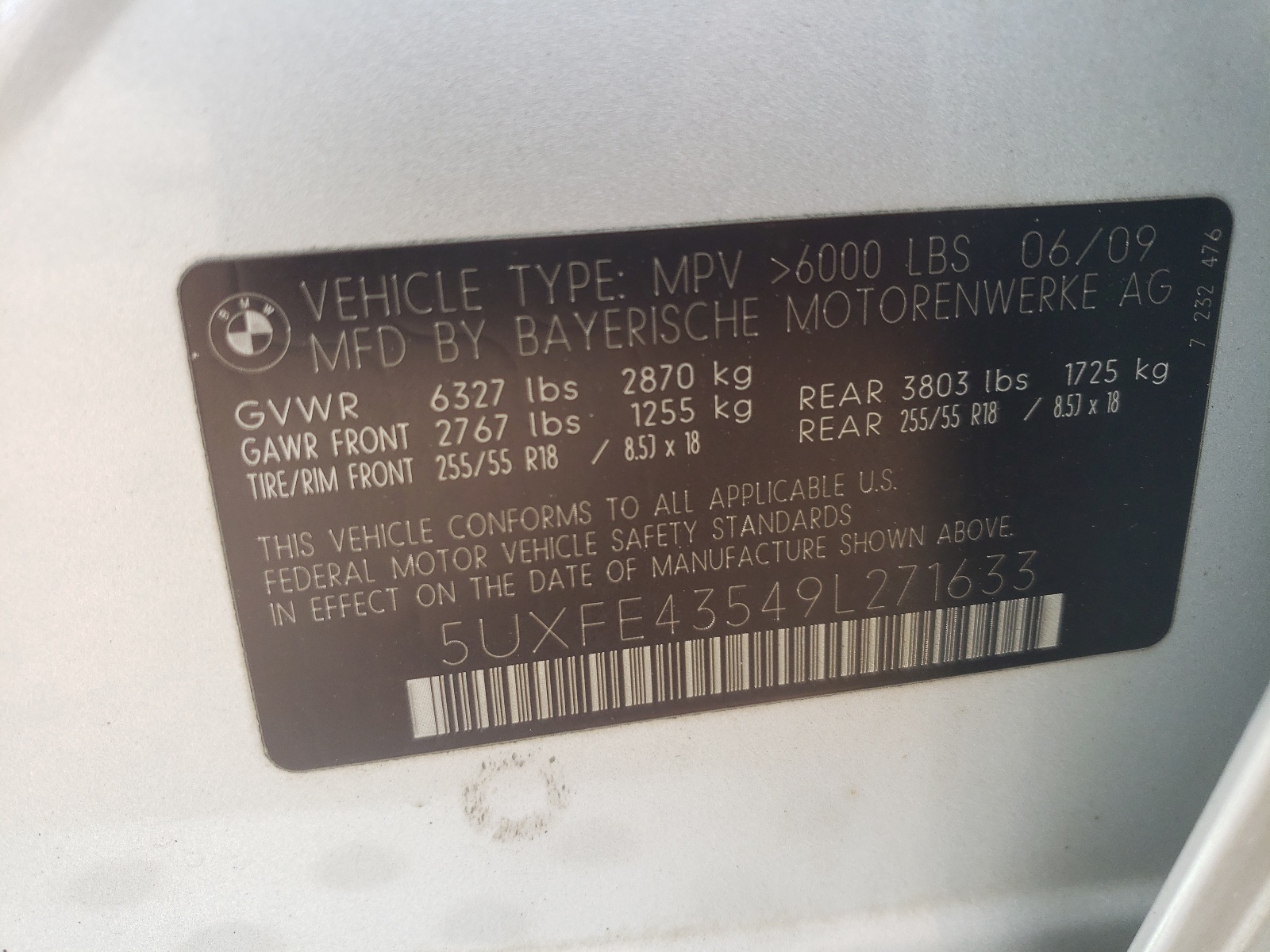 5UXFE43549L271633 2009 BMW X5 xDrive30I