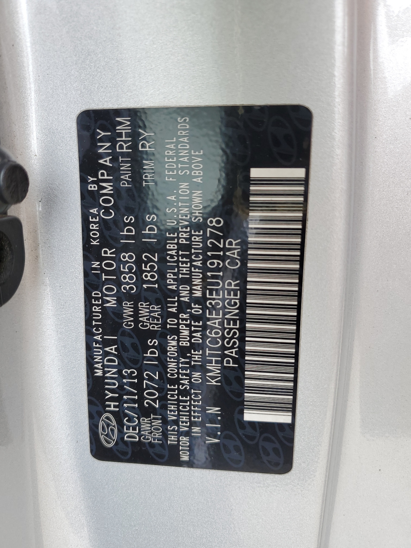 2014 Hyundai Veloster Turbo vin: KMHTC6AE3EU191278