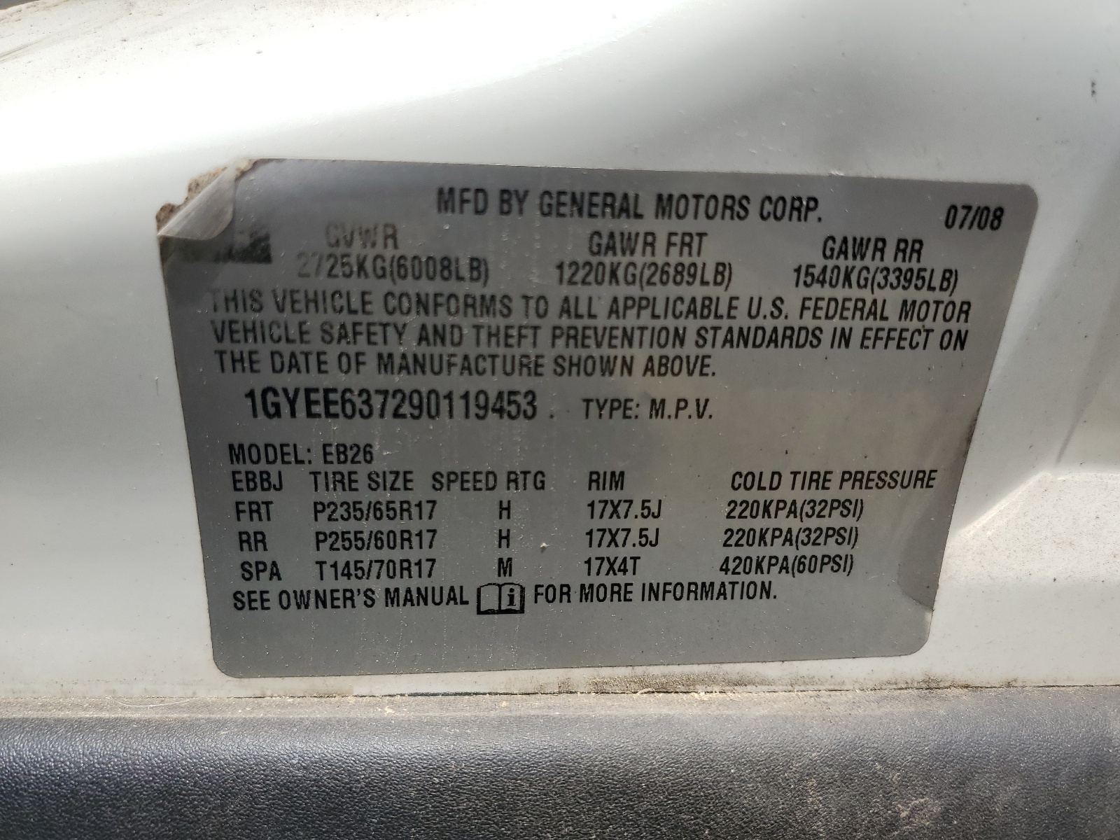 1GYEE637290119453 2009 Cadillac Srx