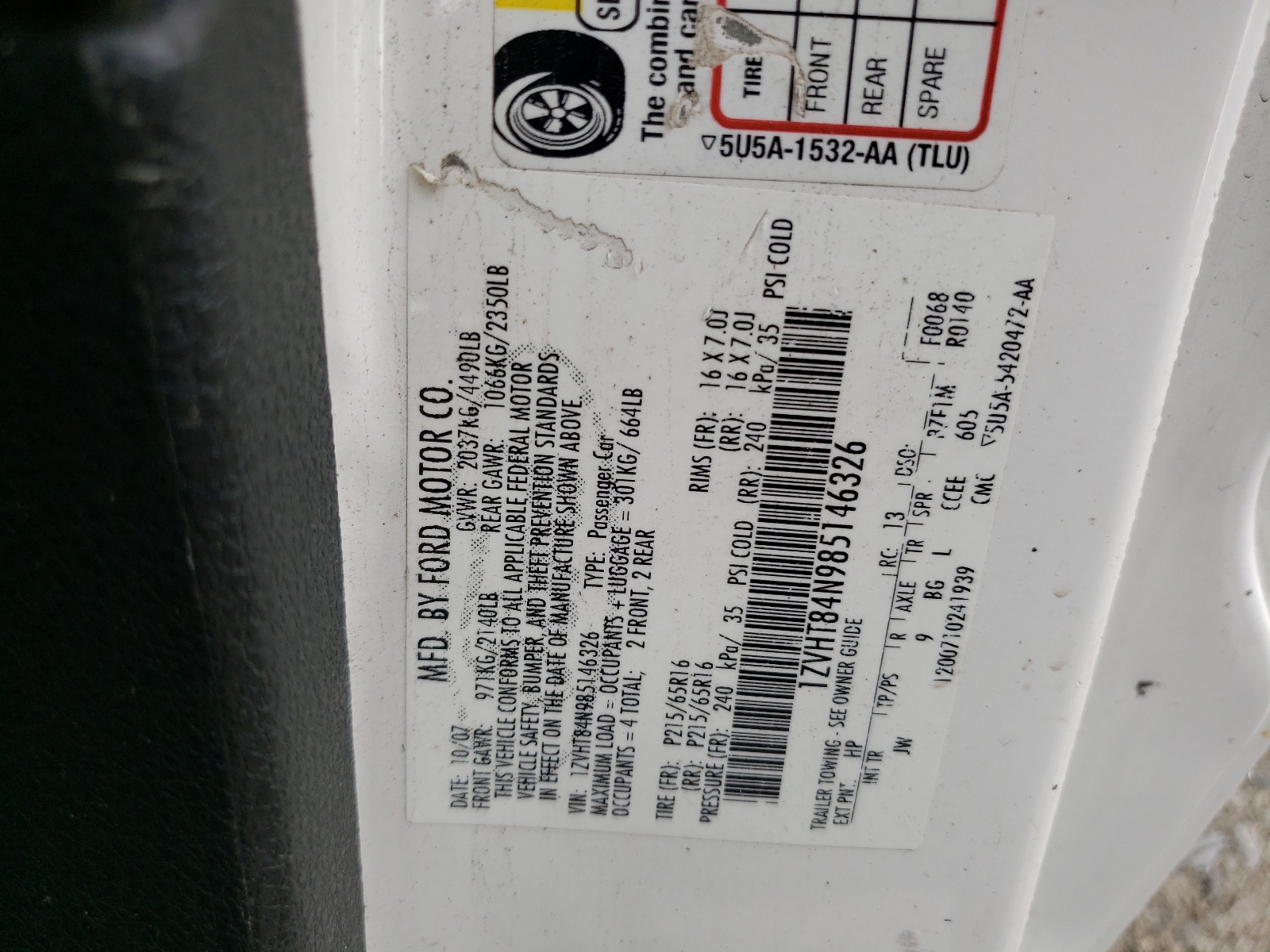 1ZVHT84N985146326 2008 Ford Mustang