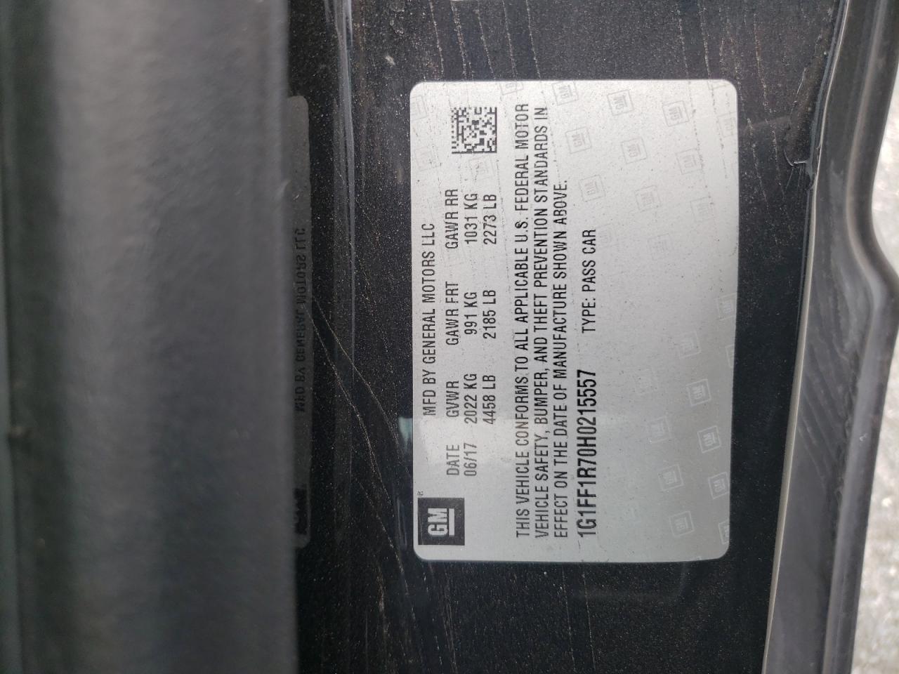 2017 Chevrolet Camaro Ss VIN: 1G1FF1R70H0215557 Lot: 62116814