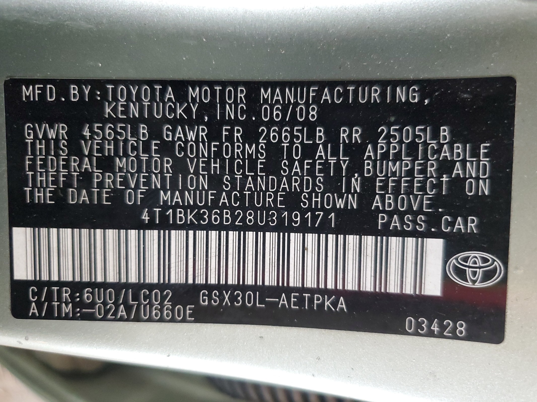 4T1BK36B28U319171 2008 Toyota Avalon Xl