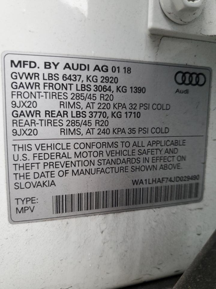 2018 Audi Q7 Premium Plus VIN: WA1LHAF74JD029490 Lot: 62060924