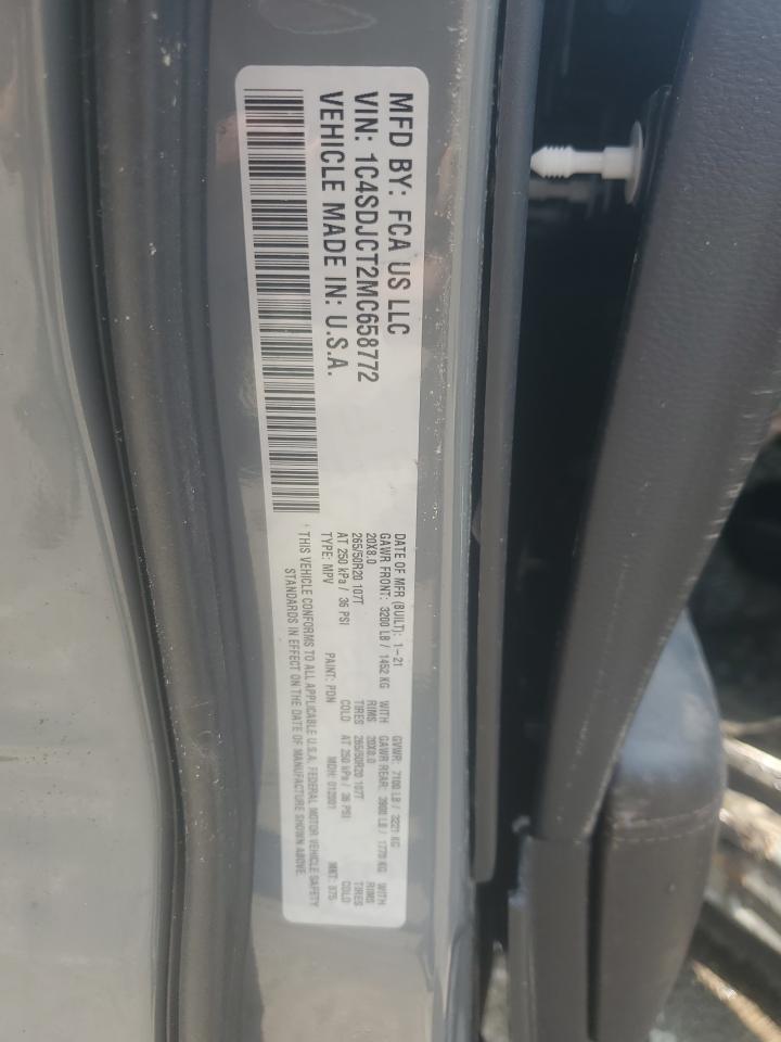 2021 Dodge Durango R/T VIN: 1C4SDJCT2MC658772 Lot: 63826444