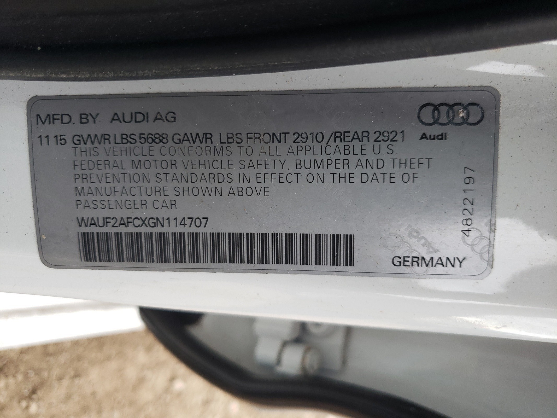 WAUF2AFCXGN114707 2016 Audi S6 Premium Plus