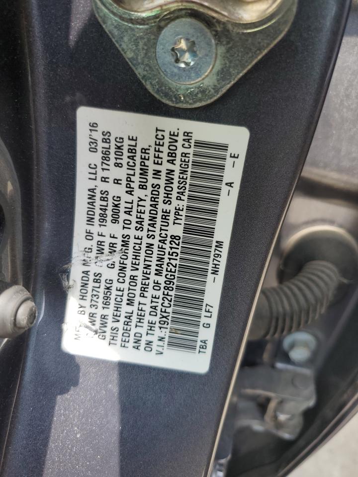 19XFC2F89GE215128 2016 Honda Civic Ex