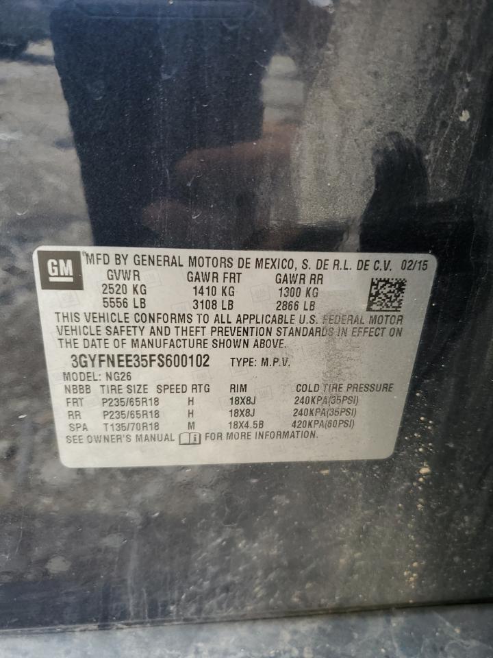 2015 Cadillac Srx Luxury Collection VIN: 3GYFNEE35FS600102 Lot: 62073784