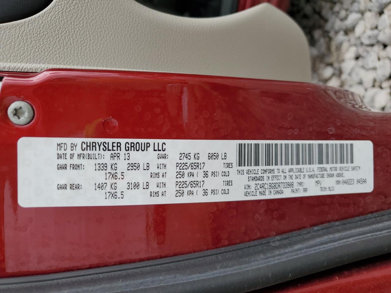 2013 Chrysler Town & Country Touring VIN: 2C4RC1BG8DR733908 Lot: 64217104