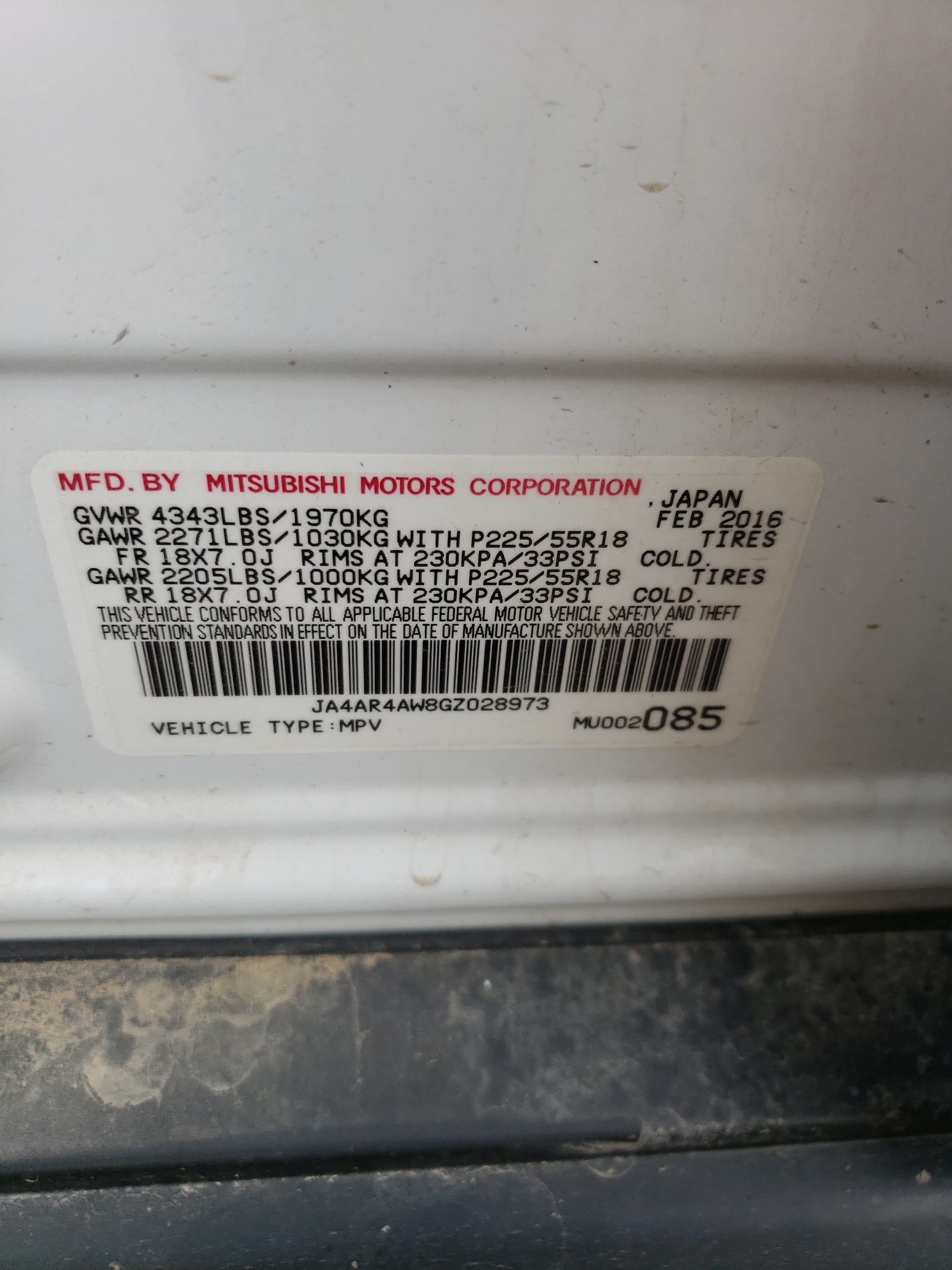 JA4AR4AW8GZ028973 2016 Mitsubishi Outlander Sport Sel