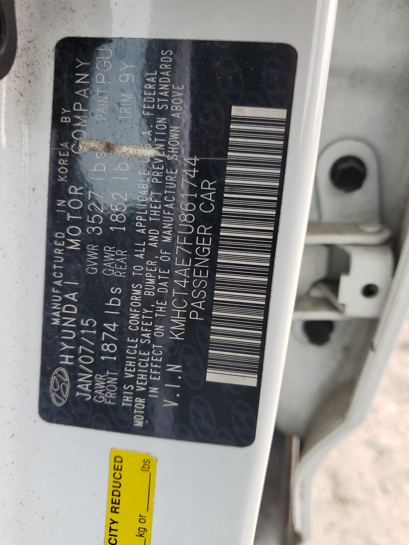 KMHCT4AE7FU861744 2015 Hyundai Accent Gls