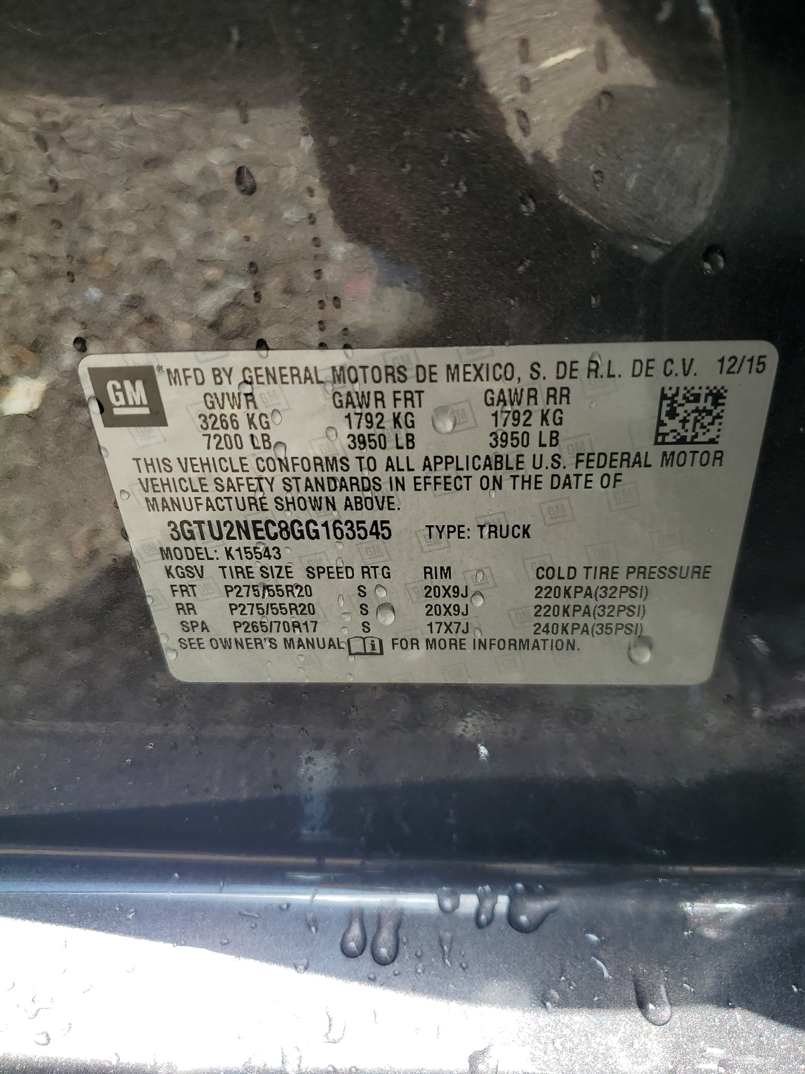 3GTU2NEC8GG163545 2016 GMC Sierra K1500 Slt