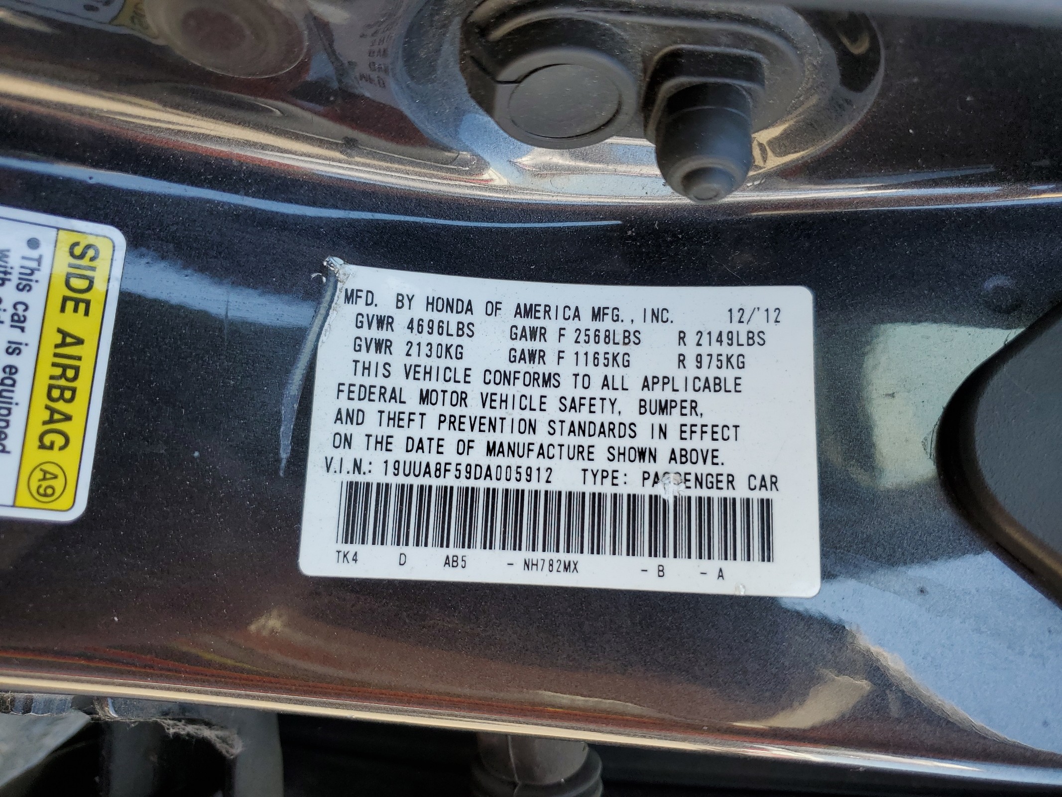 19UUA8F59DA005912 2013 Acura Tl Tech