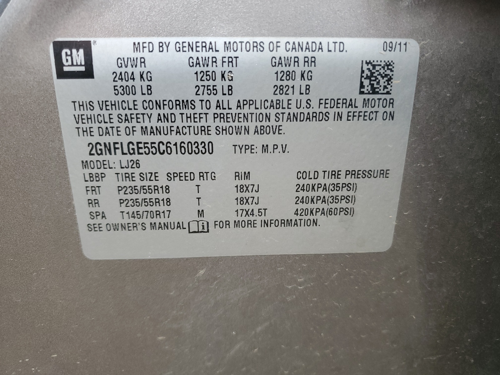 2GNFLGE55C6160330 2012 Chevrolet Equinox Ltz