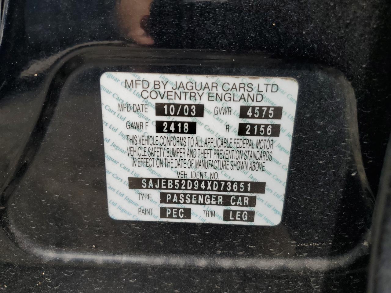 2004 Jaguar X-Type 2.5 VIN: SAJEB52D94XD73651 Lot: 62701364