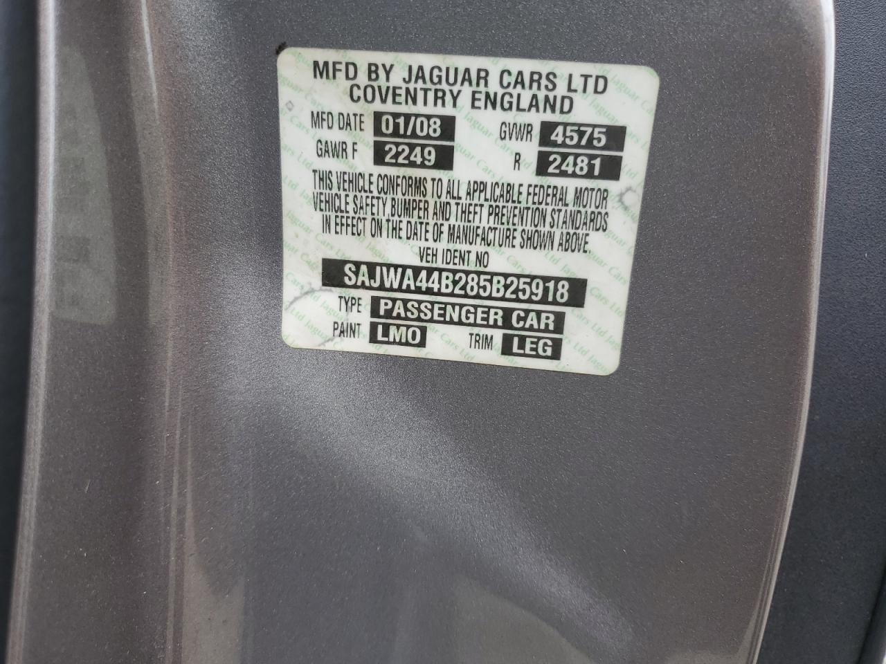 2008 Jaguar Xk VIN: SAJWA44B285B25918 Lot: 63934144