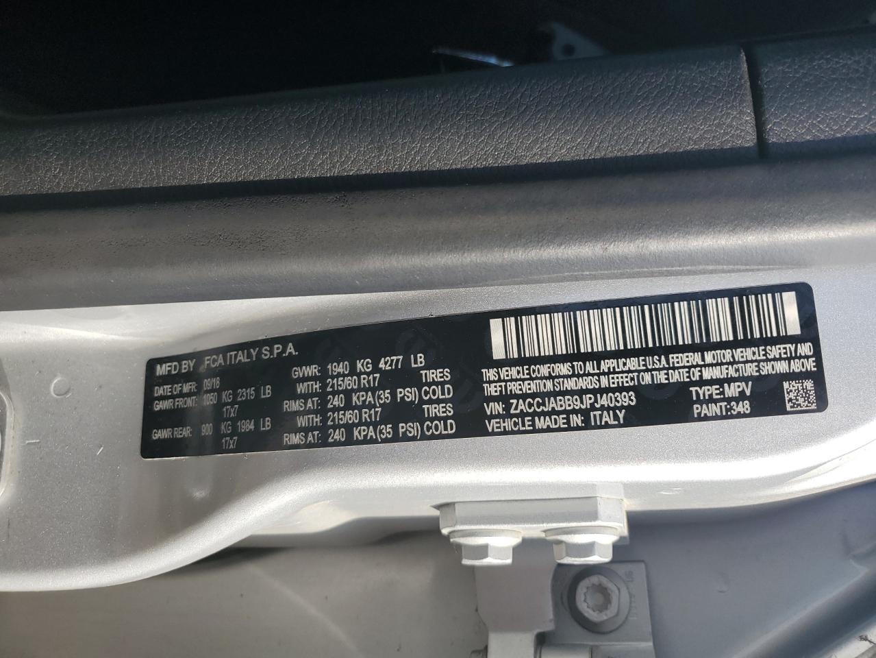 ZACCJABB9JPJ40393 2018 Jeep Renegade Latitude