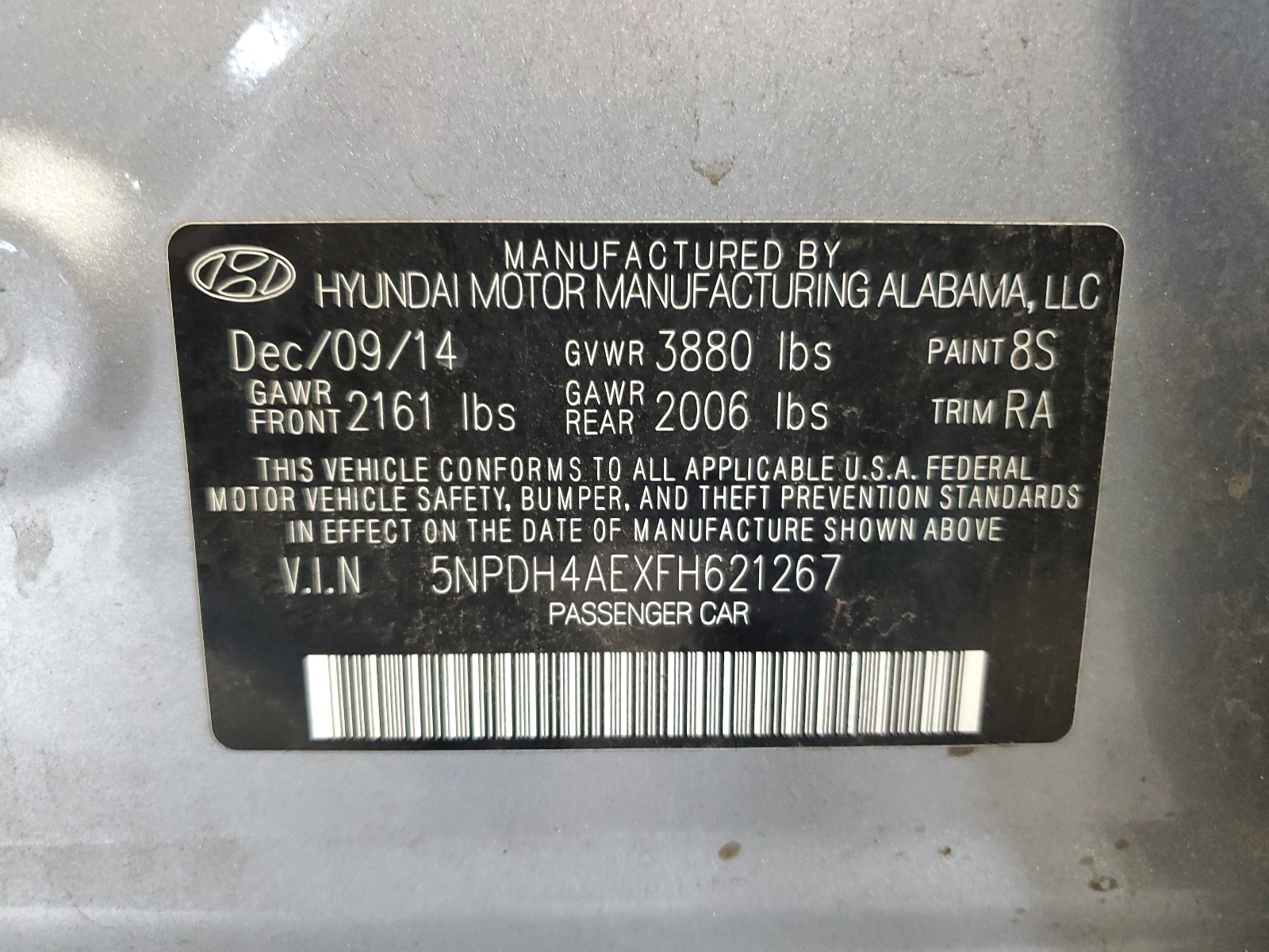 5NPDH4AEXFH621267 2015 Hyundai Elantra Se