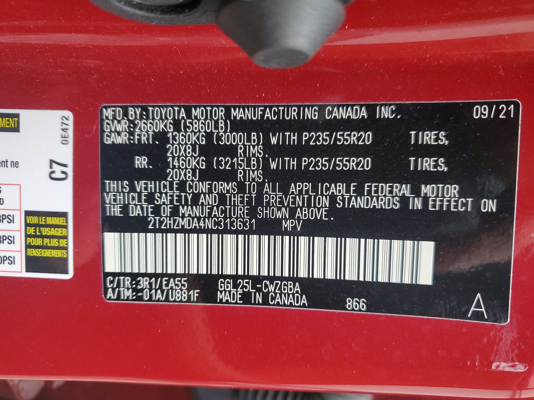 2T2HZMDA4NC313631 2022 Lexus Rx 350