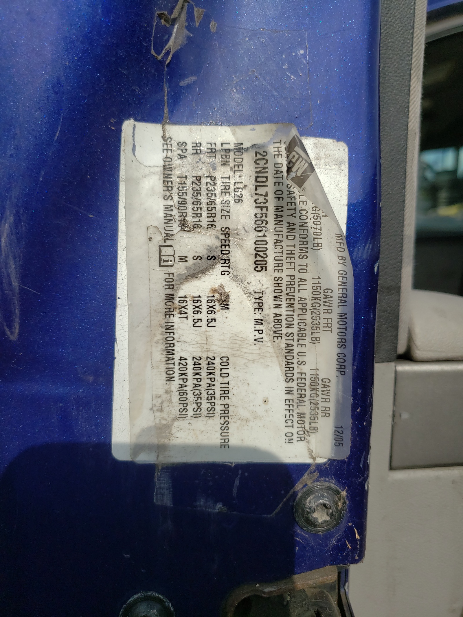 2CNDL73F566100205 2006 Chevrolet Equinox Lt