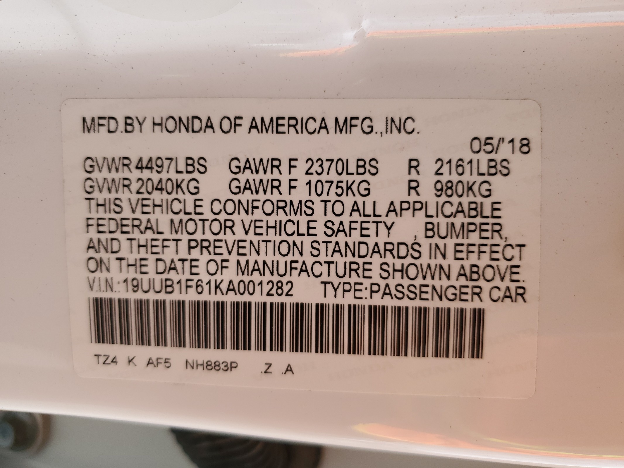19UUB1F61KA001282 2019 Acura Tlx Technology