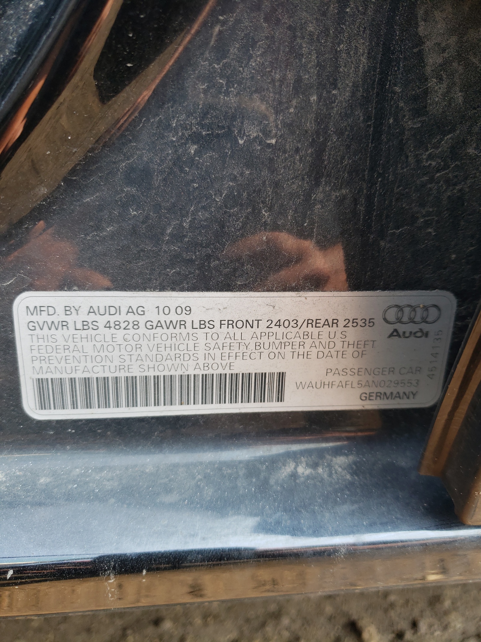 WAUHFAFL5AN029553 2010 Audi A4 Premium Plus