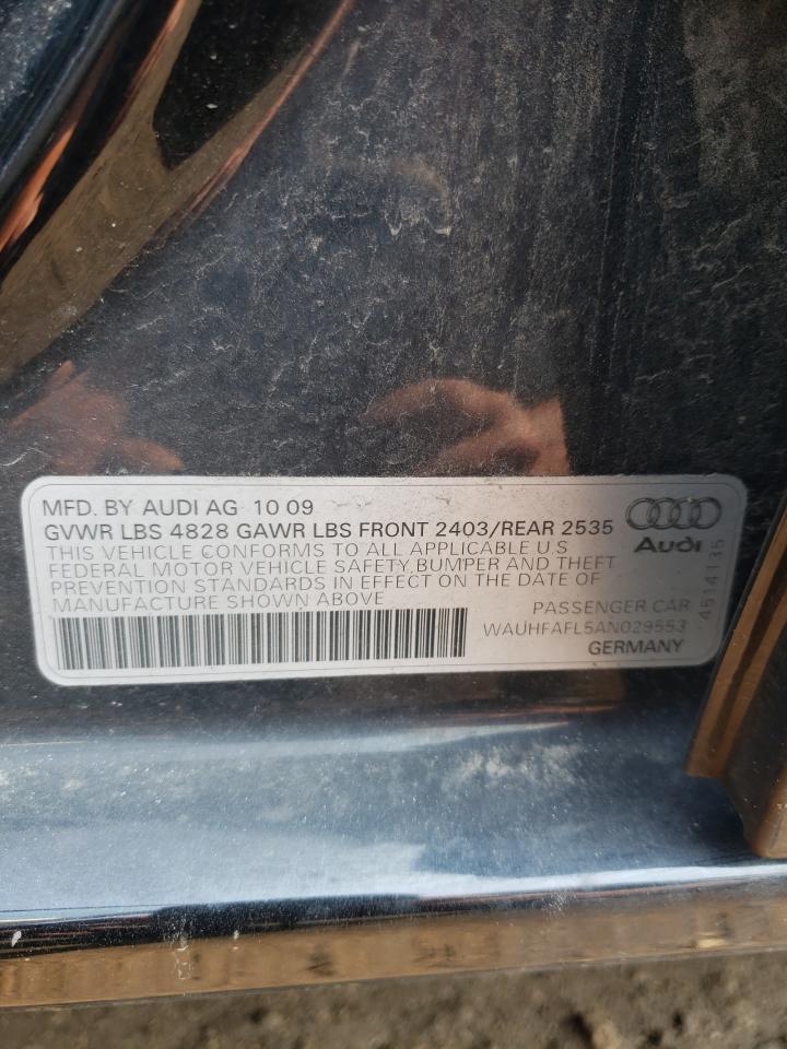 2010 Audi A4 Premium Plus VIN: WAUHFAFL5AN029553 Lot: 62556924