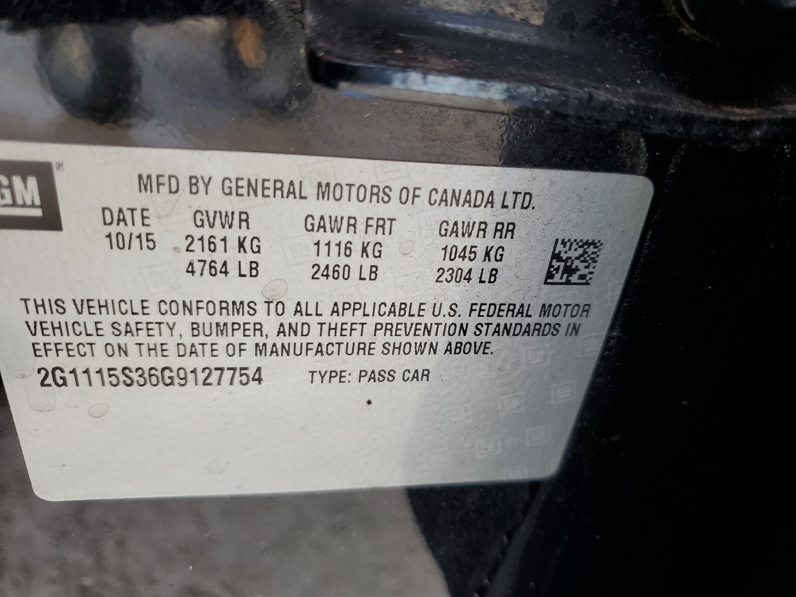 2G1115S36G9127754 2016 Chevrolet Impala Lt