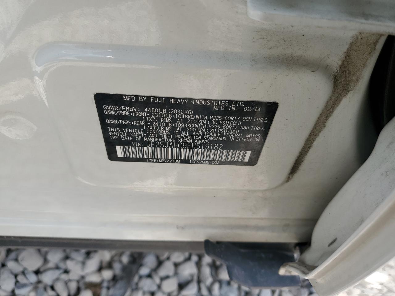 2015 Subaru Forester 2.5I Limited VIN: JF2SJAHC9FH519182 Lot: 64019174