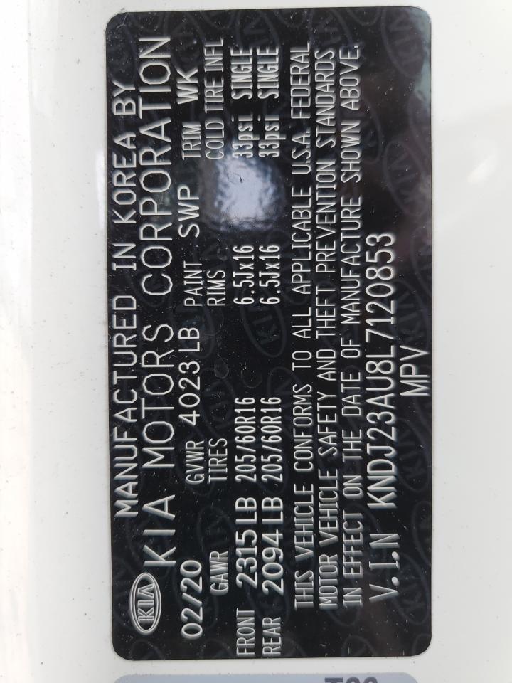 2020 Kia Soul Lx VIN: KNDJ23AU8L7120853 Lot: 64950704