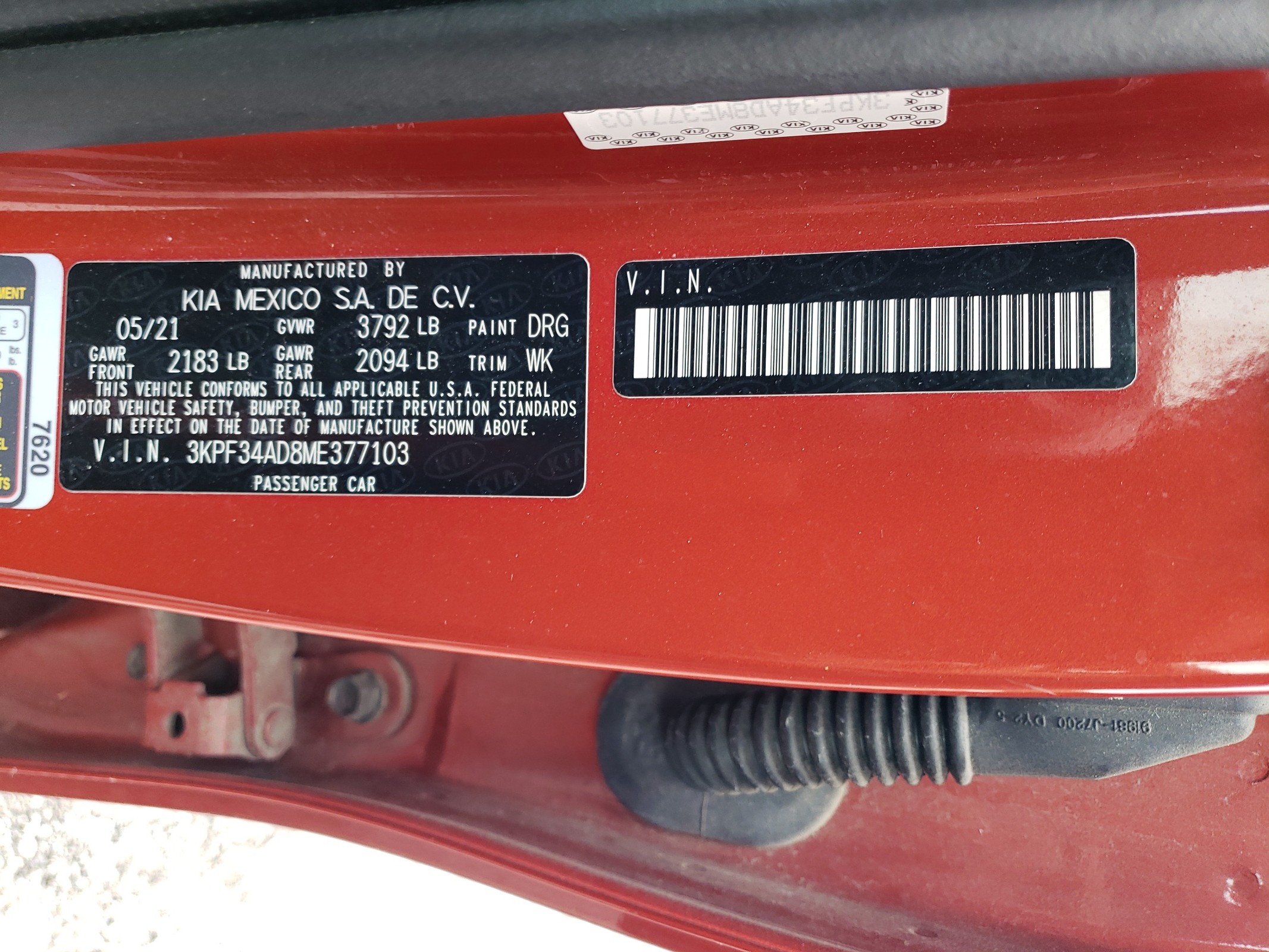 3KPF34AD8ME377103 2021 Kia Forte Gt Line