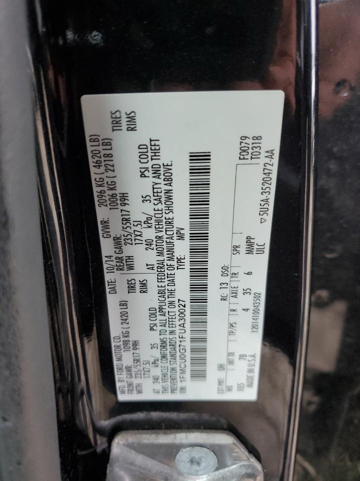 2015 Ford Escape Se VIN: 1FMCU0G71FUA30027 Lot: 63672934