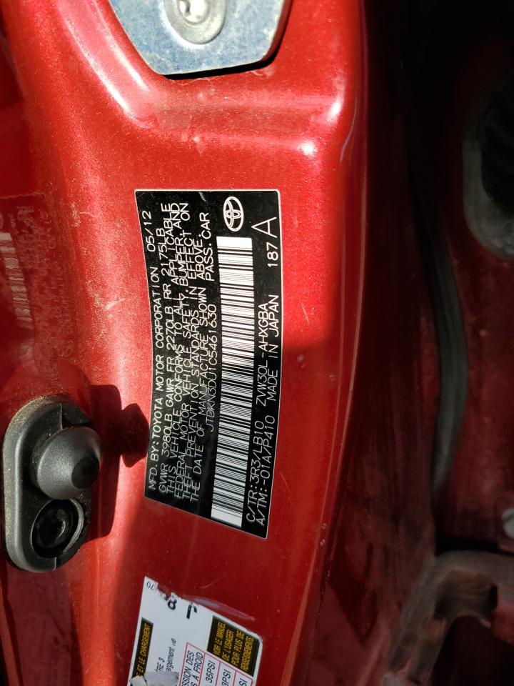 JTDKN3DU1C5461630 2012 Toyota Prius