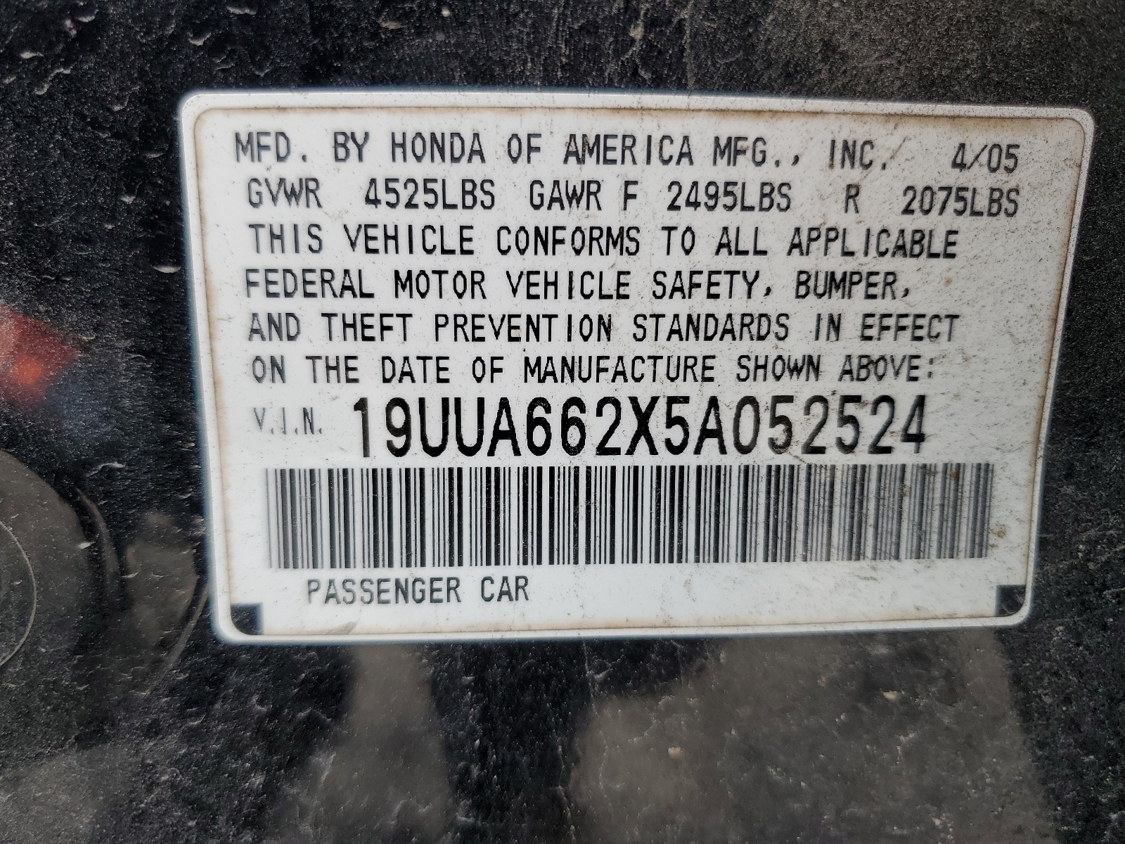 19UUA662X5A052524 2005 Acura Tl